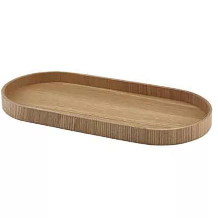 GenWare Servírovací podnos, dřevěná dýha, oválný, hnědý, délka: 350 mm, šířka: 165 mm
