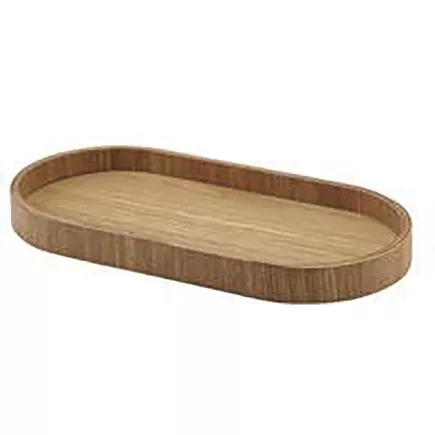 GenWare Servírovací podnos, dřevěná dýha, oválný, hnědý, délka: 230 mm, šířka: 110 mm