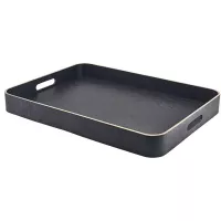GenWare Taca serwująca, fornir drewniany, czarna, wysokość: 60 mm, długość: 550 mm, szerokość: 440 mm
