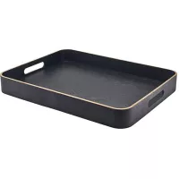 GenWare Taca serwująca, fornir drewniany, czarna, wysokość: 60 mm, długość: 500 mm, szerokość: 380 mm