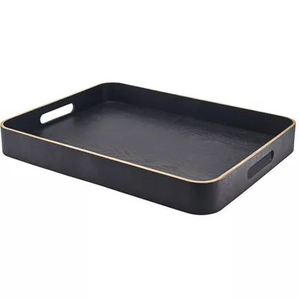 GenWare Servírovací podnos, dřevěná dýha, černý, výška: 60 mm, délka: 500 mm, šířka: 380 mm