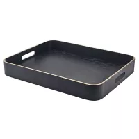 GenWare Servírovací podnos, dřevěná dýha, černý, výška: 60 mm, délka: 455 mm, šířka: 460 mm