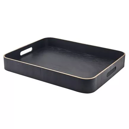 GenWare Servírovací podnos, dřevěná dýha, černý, výška: 60 mm, délka: 455 mm, šířka: 460 mm