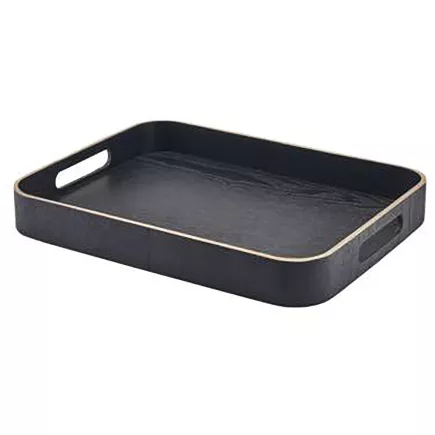 GenWare Servírovací podnos, dřevěná dýha, černý, výška: 45 mm, délka: 355 mm, šířka: 280 mm