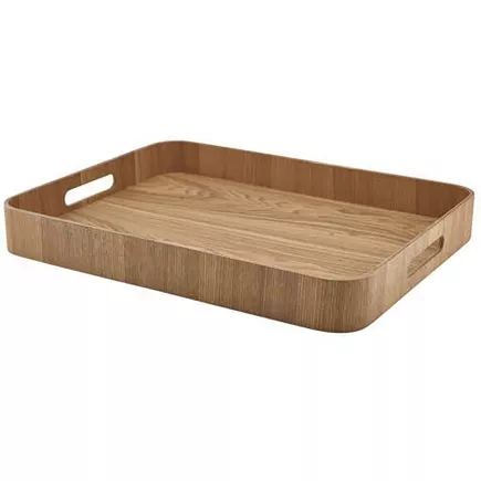 GenWare Servírovací podnos, dřevěná dýha, hnědý, výška: 60 mm, délka: 500 mm, šířka: 380 mm