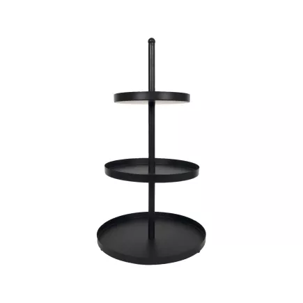 Etażer metalowy trzypoziomowy, czarny, wysokość: 550 mm, średnica: 300 mm