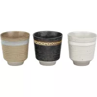 BREDEMEIJER Jari Zestaw 3 ceramicznych czarek do herbaty, pojemność: 0,20 litra, wysokość: 100 mm