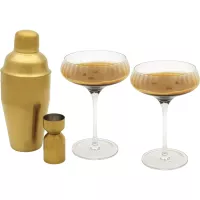 LEOPOLD VIENNA Arinto Martini koktejlová sada, zlatá/čiré sklo, výška: 225 mm, délka: 357 mm