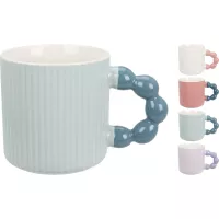 Hrnek s kuličkovým uchem, různé barvy, objem: 0,34 litru, výška: 90 mm, ø: 90 mm
